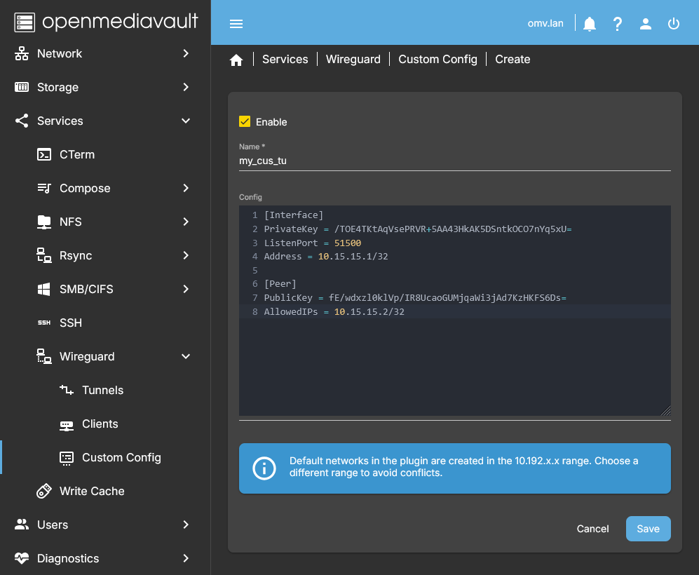 Wireguard Custom Config Create