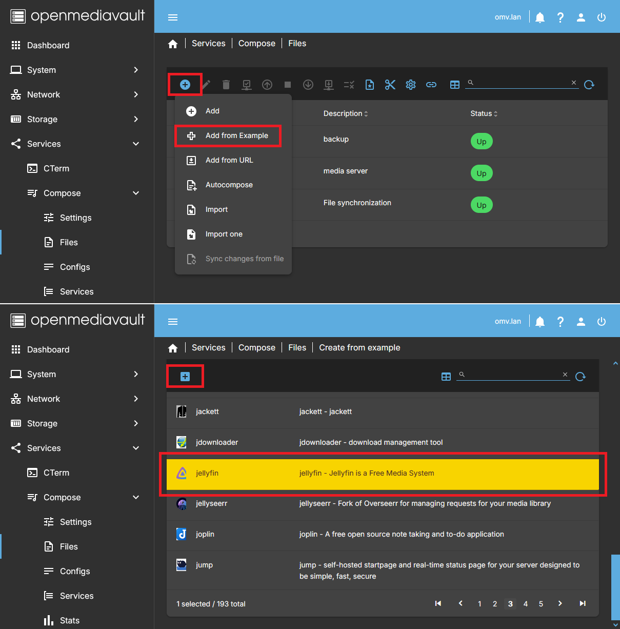 Expand image -> Add from example Expand image -> Add from example
